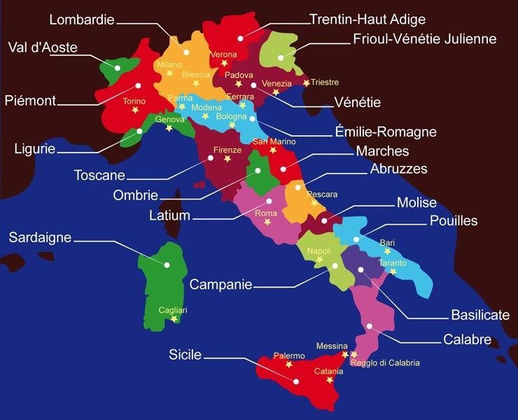Carte Italie Régions