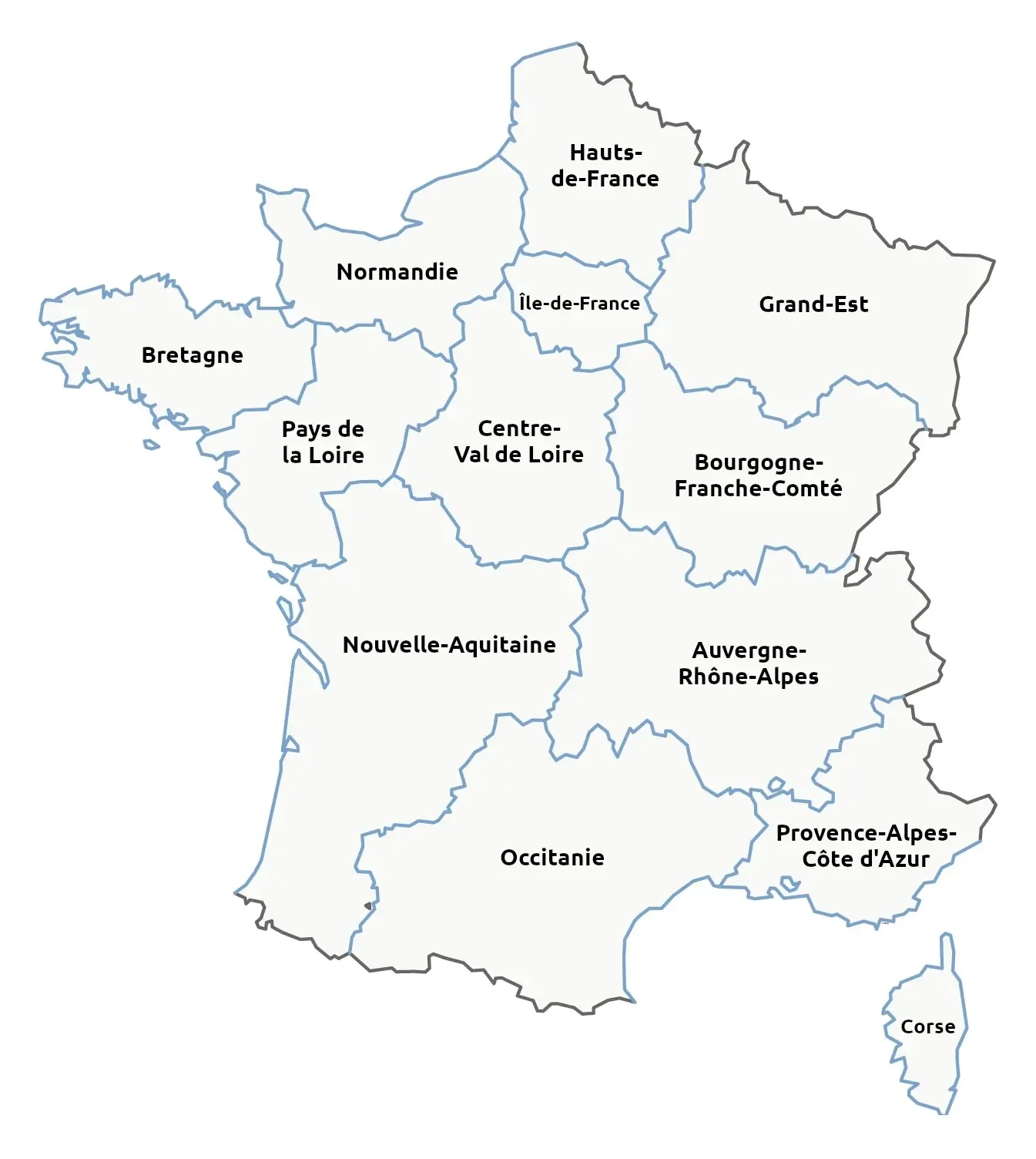 La carte des régions en France